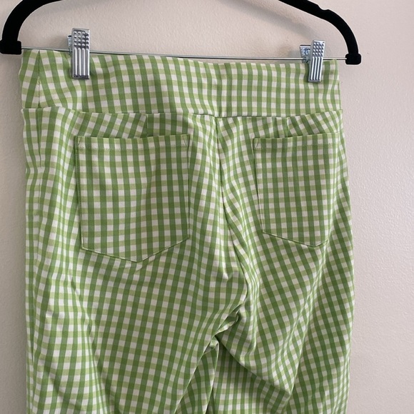 J. McLaughlin Masie Pants Lime Green White Checkered Gingham Capri Pants size 4 - Picture 5 of 7